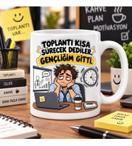 Toplantı Kısa Sürecek Dediler Gençliğim Gitti Esprili Ofis Baskılı Kupa