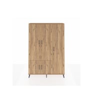 Arges Dolap 7 Raflı 5 Kapaklı Tek Askılı 132x30x195 Çam-Çam/Antrasit