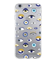 PrintiFy Apple  iPhone 6S Plus ile Uyumlu 1mm Slim Fit Nazar Boncuğu 2 Baskılı Şeffaf  Kılıf