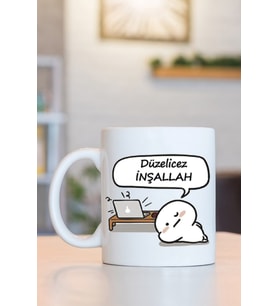 Düzelicez Inşallah Baskılı Kupa Bardak (turuncu)