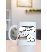 Düzelicez Inşallah Baskılı Kupa Bardak (turuncu)