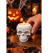 Halloween Kuru Kafa Mumluk Kafatası Mum Standı Cadılar Bayramı Parti Masa Dekorasyonu 8 x 6,5 cm