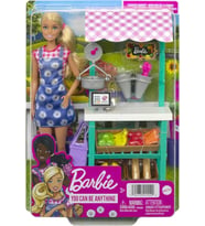 Barbie Çiftçi Pazarı Oyun Seti, Sarışın Barbie Bebek, Pazar Tezgahı,