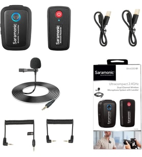 Saramonic Blink500B1 Ultra Kompakt Kablosuz Klipsli Yaka Mikrofon Sistemi, Siyah (Çok Renkli)