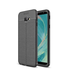 Samsung Galaxy J4 Plus Kılıf Deri Tarzı Niss Silikon Case (Siyah)