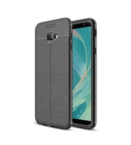 Samsung Galaxy J4 Plus Kılıf Deri Tarzı Niss Silikon Case (Siyah)
