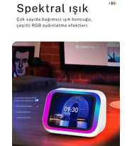 TechTic RGB Işıklı Akıllı Masa Saati Bluetooth Hoparlör LED Ekran Alarm Serbest Görüşme Akıllı Saat