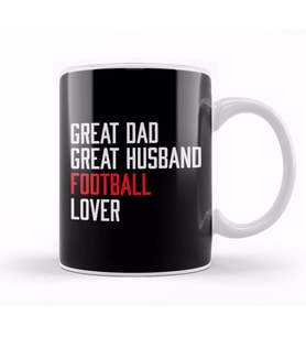 Fathers Day Great Dad Great Husband Football Kupa Bardak Porselen