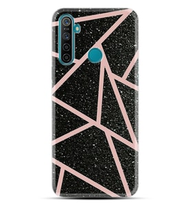 Realme 5i 5 Pro 6i 7 Pro 8 Kılıf Desemli Silikon Pembe Şeritli Mermer 1312
