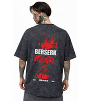 Berserk Guts Anime Sırt Baskılı Unisex Oversize Eskitme Yıkamalı Tişört