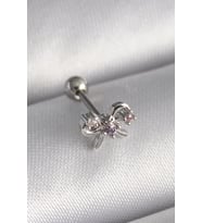 316L Çelik Gümüş Renk Zirkon Taşlı Kurdele Tragus Piercing 5886 - SSSSSS7124-8935