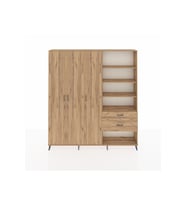 Arges Gardrop 16 Raflı 2 Çekmeceli 3 Kapaklı 220x30x243 Çam-Çam