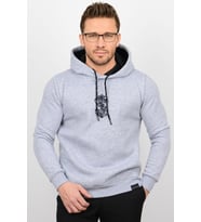 Üç Iplik Şardonlu Baskılı Kapüşonlu Sweatshirt K5 Edw213K (Gri)