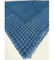 Desenli Flamalı Keten Eşarp- 06112 (İndigo)