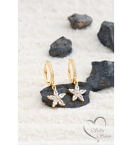 ÇİÇEK MODEL TAŞLI KÜPE SALLANTILI GOLD - ROSE VE GÜMÜŞ RENK 925 AYAR GÜMÜŞ KÜPE (Gold)