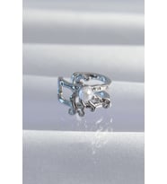 Mey İthalat® Pirinç Gümüş Renk İncili Ahtapot Earcuff Küpe