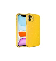 Apple iPhone 11 Uyumlu Kılıf Kamera Korumalı Simli Lüks Zore Koton Kapak (Sarı)