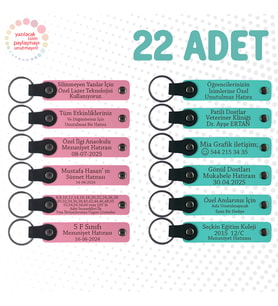 Pembe & Turkuaz, 22’li Set, Tarih ve İsimli Deri Hatıra, Akraba Pikniklerine Anlamlı Anı