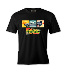 Back to the Future - Times Siyah Erkek Tshirt