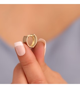 925 Ayar Altın Kaplama Kum-Mat Yüzeyli Minimal Halka Küpe - E00265 (Gold)