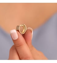 925 Ayar Altın Kaplama Kum-Mat Yüzeyli Minimal Halka Küpe - E00265 (Gold)