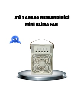 Mey İthalat® Taşınabilir Mini Klima Fan 3’ü 1 Arada Soğutucu, Nemlendirici ve Gece Lambası