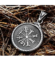 Çift Taraflı Kullanım Viking Güç Simgesi ve Pusula Kolye  - Viking Kolye