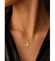 Kişiye Özel Flamingo Figürlü Kolye 925K Gümüş (Gold)