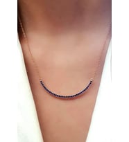 Lacivert zirkon taşlı 925 ayar gümüş rose yay kolye