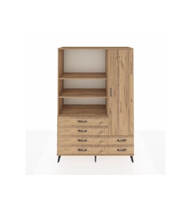 Hyperion Gardrop 7 Raflı 6 Çekmeceli Tek Kapaklı  132x44x195 Çam-Çam