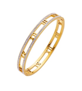 Chavin Gold Çelik Taşlı Roma Rakam Bayan Kelepçe Bileklik eu15sr