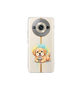 Realme 11 Pro ile Uyumlu Splash Köpek Tasarımlı Şeffaf Silikon Kılıf