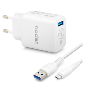 Micro Usb Qc 3.0 Hızlı Şarj Seti 18W 3.4A Usb Adaptörlü 1 M Pvc Kablolu Beyaz ND1009