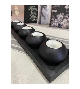 El Yapımı 5'li Beton Tabaklı Mumluk Set Tealight Set, Dekoratif Obje, Biblo, Mumlar Dahil