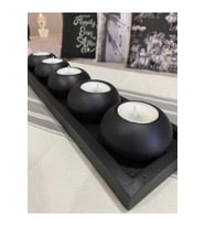 El Yapımı 5'li Beton Tabaklı Mumluk Set Tealight Set, Dekoratif Obje, Biblo, Mumlar Dahil