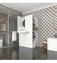 Kenzlife çamaşır-kurutma makinesi dolabı birunimdf byz 187*110*60 çekmeceli raflı % 100 FULL MDF (Beyaz)
