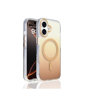 Apple iPhone 17 Uyumlu Kılıf M-safe Şarj Özellikli Transparan Renk Geçişli Zore Toros Kapak (Gold)