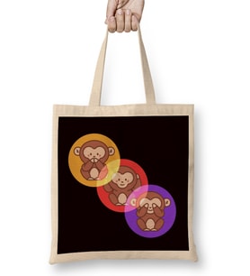See Speak Hear No Evil Japan Wise Monkeys Japanese Emoticon Bez Çanta Uzun Saplı
