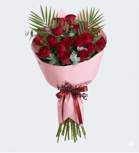 Pembe Bukette 20 Kırmızı Gül