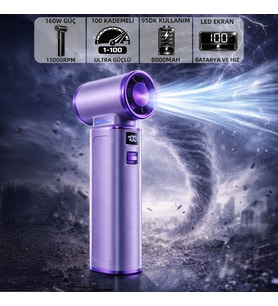 Mioji Mio AD72 Pro 8000mAh 150000RPM Taşınabilir Güçlü Hava Üfleme Cihazı - Mor