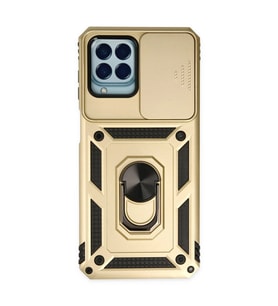 Samsung Galaxy M33 Kılıf Pars Lens Yüzüklü Silikon - Gold