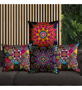 eJOYA Geleneksel Mandala Tasarımlı 4'lü Yastık İçi Ve Kırlent Kılıfı 45cm 113786