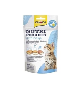 GimCat Nutripockets Junior Mix Kedi Ödül Maması 60 Gr (Krem)