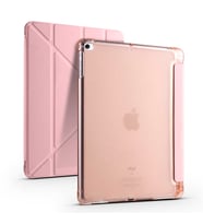 Apple iPad 9.7 2017 2018 5.6.Nesil Kalemlikli Katlanabilir Kılıf (Rose Gold Altın)