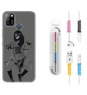 INFINIX Smart 4 5 6 Zero 8 S5 Pro Kılıf Kablo Koruma Spiral Silikon Purest Evil 1627
