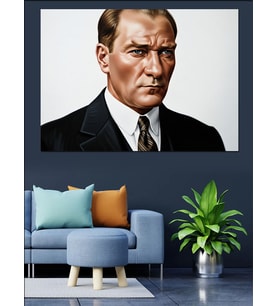Mustafa Kemal Atatürk Portresi Dekoratif Kanvas - Mdf Ahşap Tablo