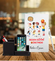 Beden Eğitimi Öğretmenlerine Özel Defter Kalem & Deri Kaplama Kalemlik Hediye Seti