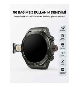 Mey İthalat® SIM Kartlı 5G Android Akıllı Saat HD Kamera Wi-Fi GPS Uygulama Yükleyebilen