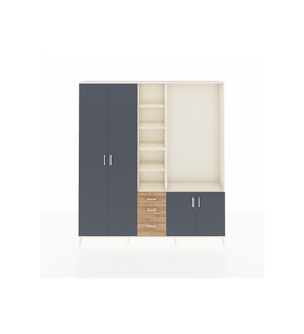 Arges Dolap 13 Raflı 3 Çekmeceli 4 Kapaklı 220x30x243 Aytaşı-Antrasit/Çam