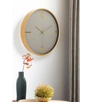 DEKORATİF KREM KADRAN ÇİZGİLİ RAKAM GOLD DUVAR SAATİ 29.5 CM